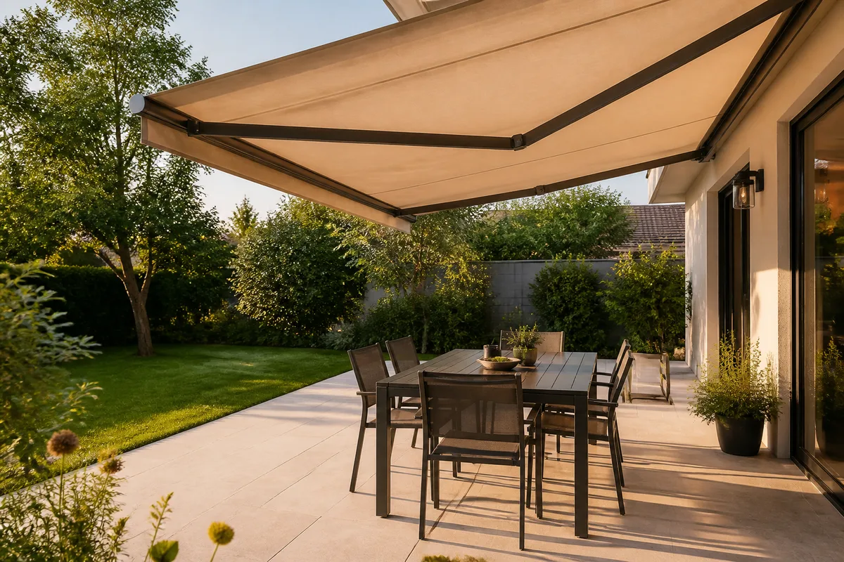 Terrasse et store banne d’une maison individuelle en location